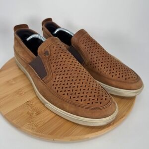 ECCO Kyle Perforated Slip On Sneakers Mens 12 Brown Leather Loafers 535884-02112